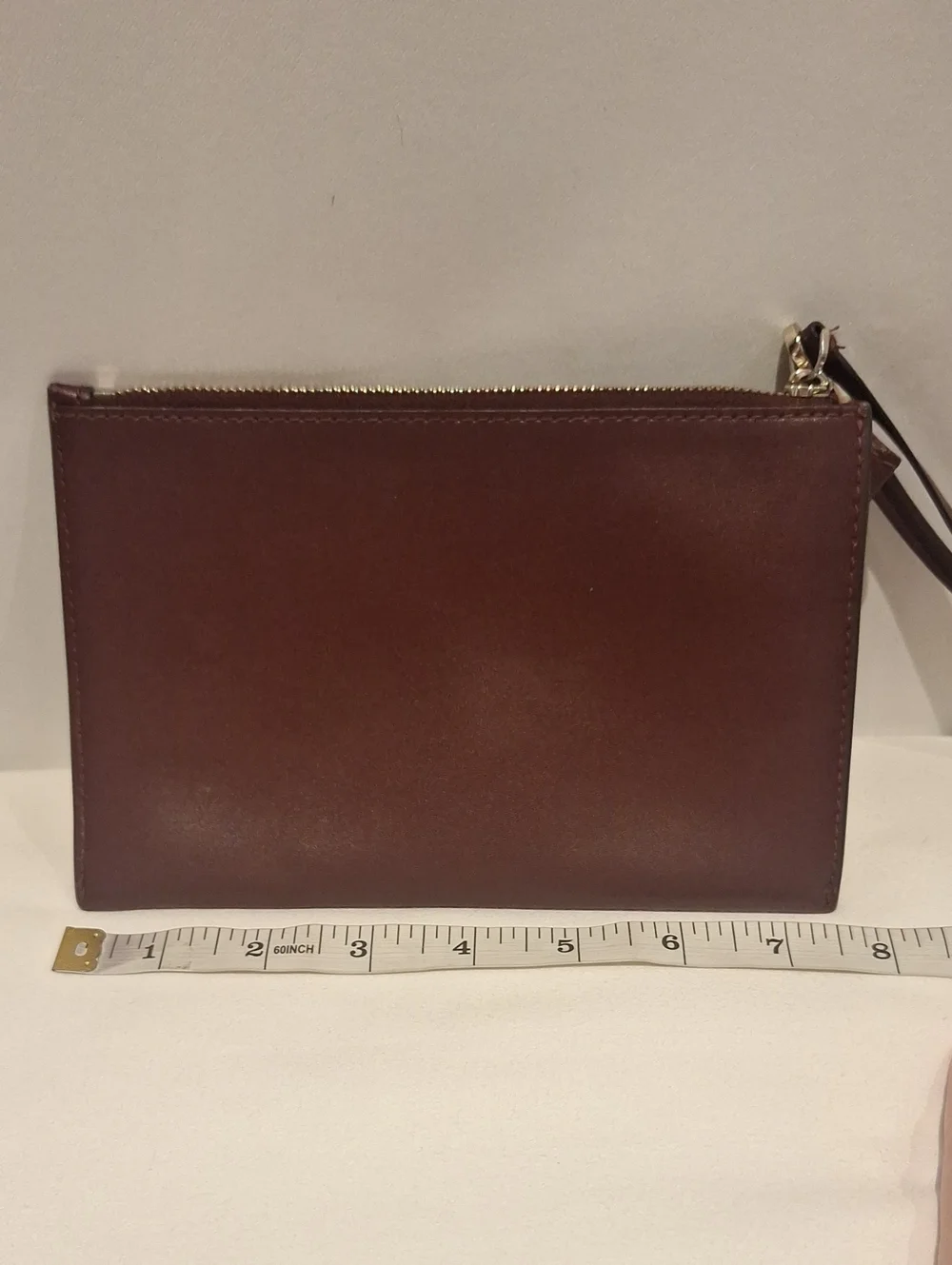 kate spade Brown Leather Zip Pouch with Gold Logo